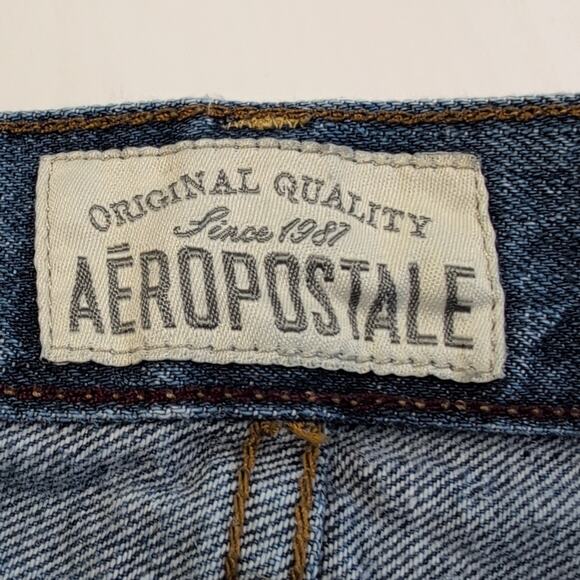 Aeropostale Women’s Size 30 Blue Mid Rise Ripped Skinny Jeans Distressed Denim - Picture 12 of 14